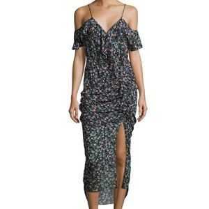 Veronica Beard Ruched Floral Midi Dress
